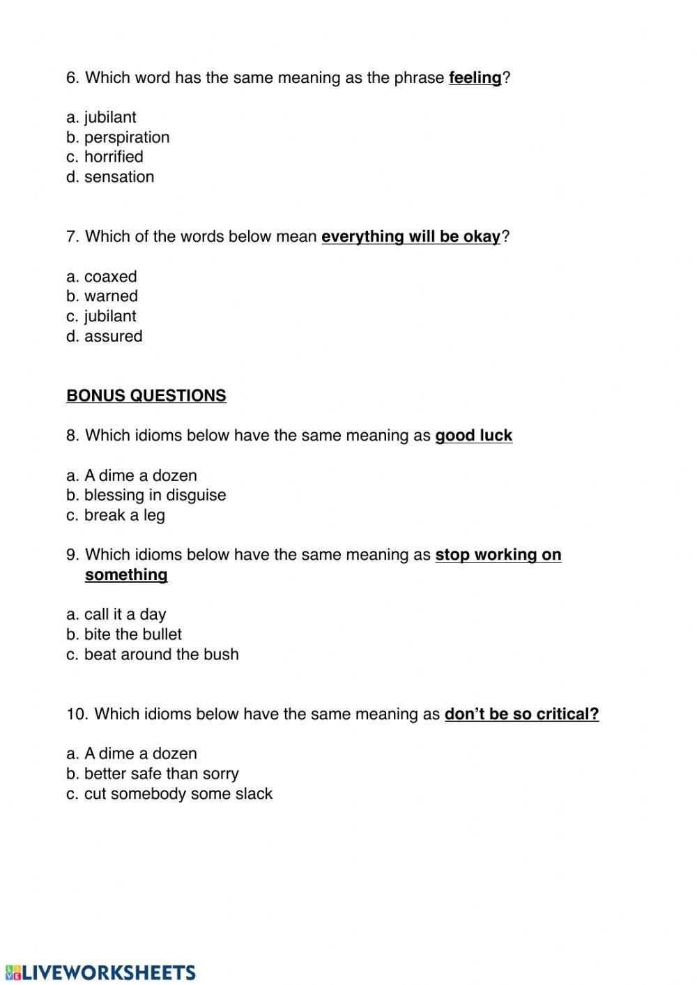 P 1 online revision (Week 8 )