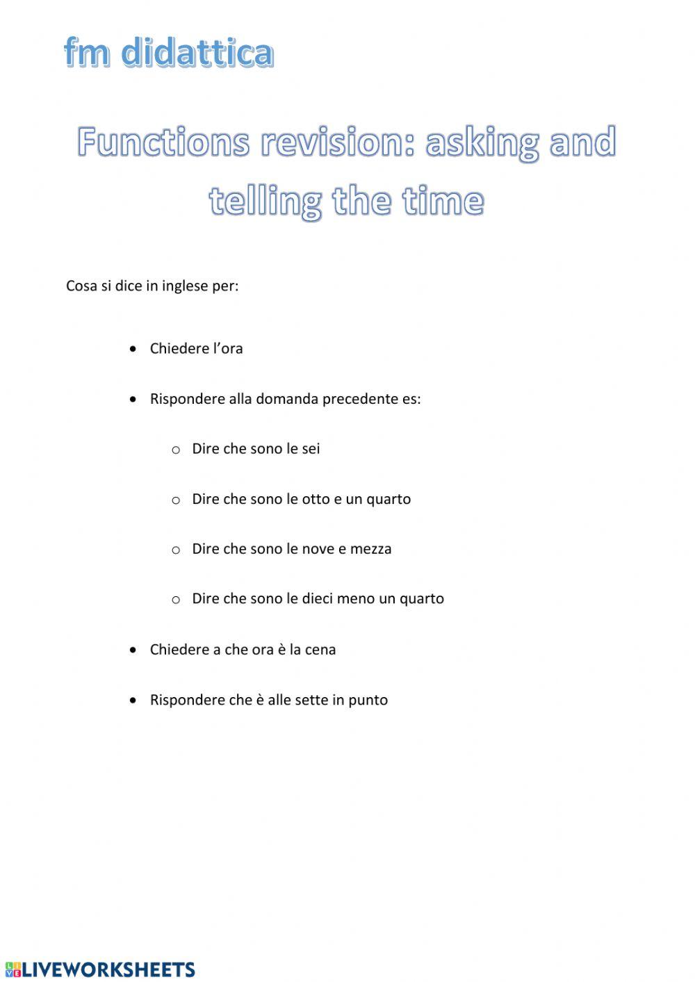 Asking and telling the time