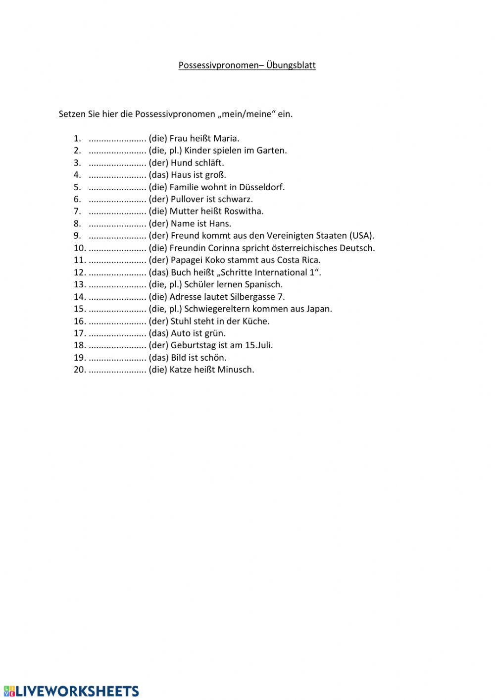 Zaimki dzierżawcze 1