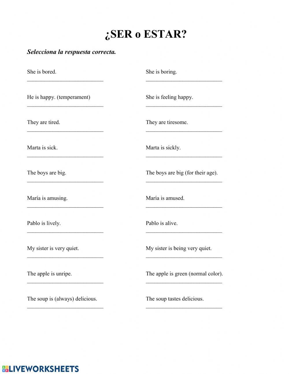 ¿SER o ESTAR?