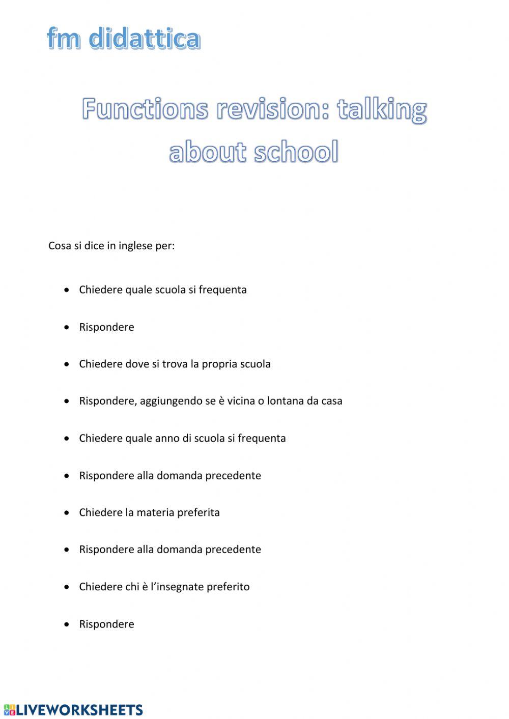 Talking about about school