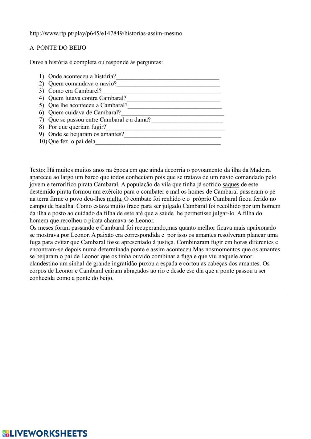 Cultura portuguesa Compreensão oral e escrita