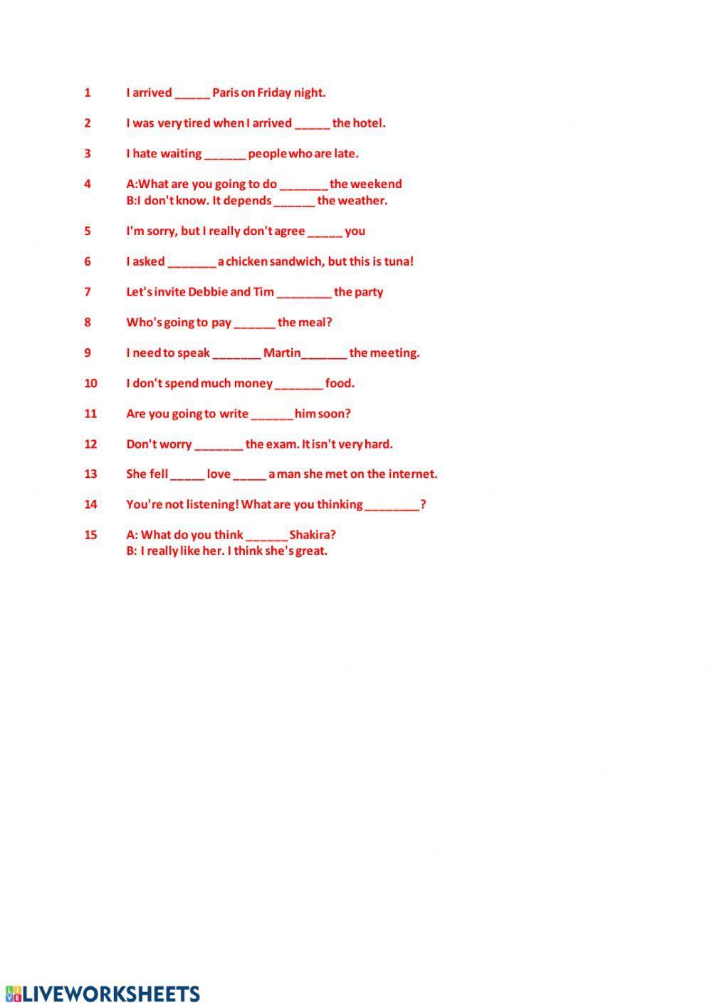 Verbs + prepositions