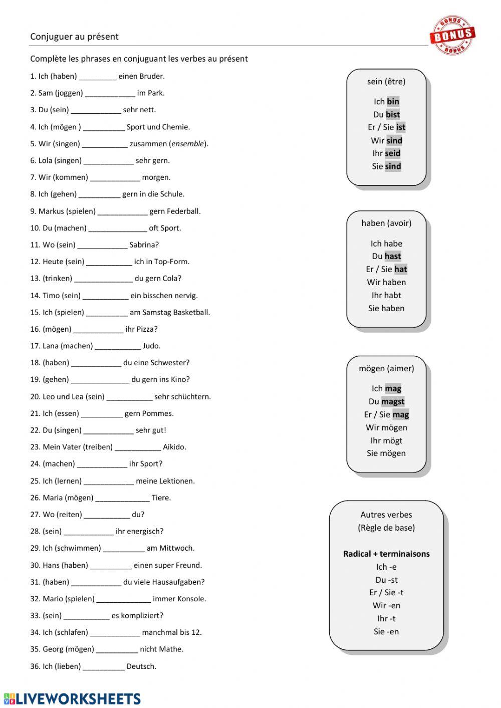 Conjuguer au présent