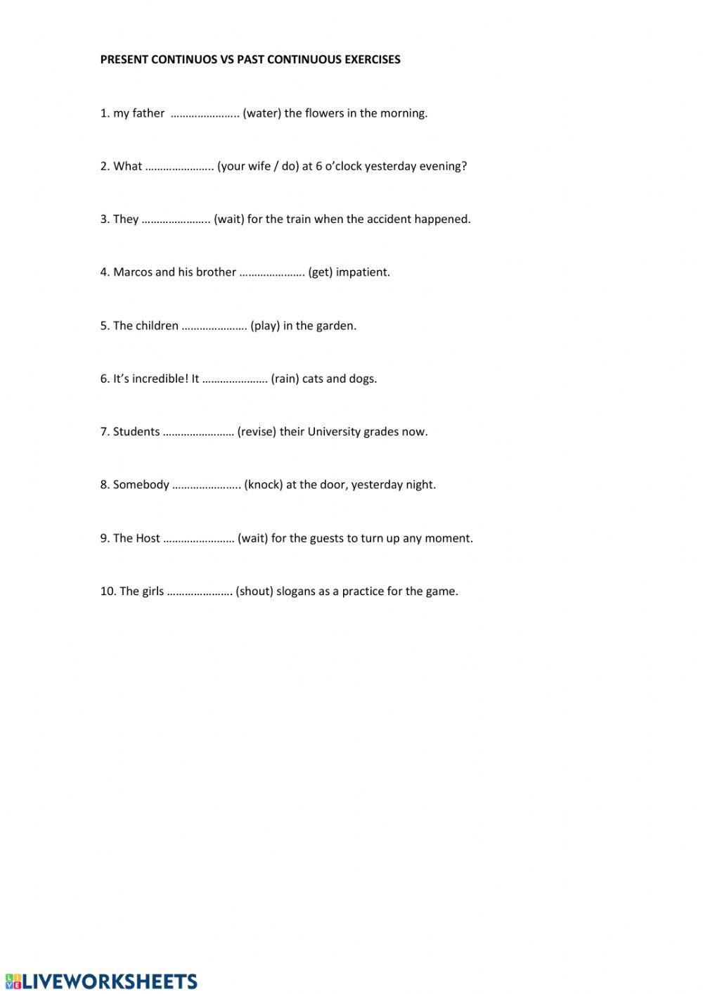 Present continuous vs past continuous