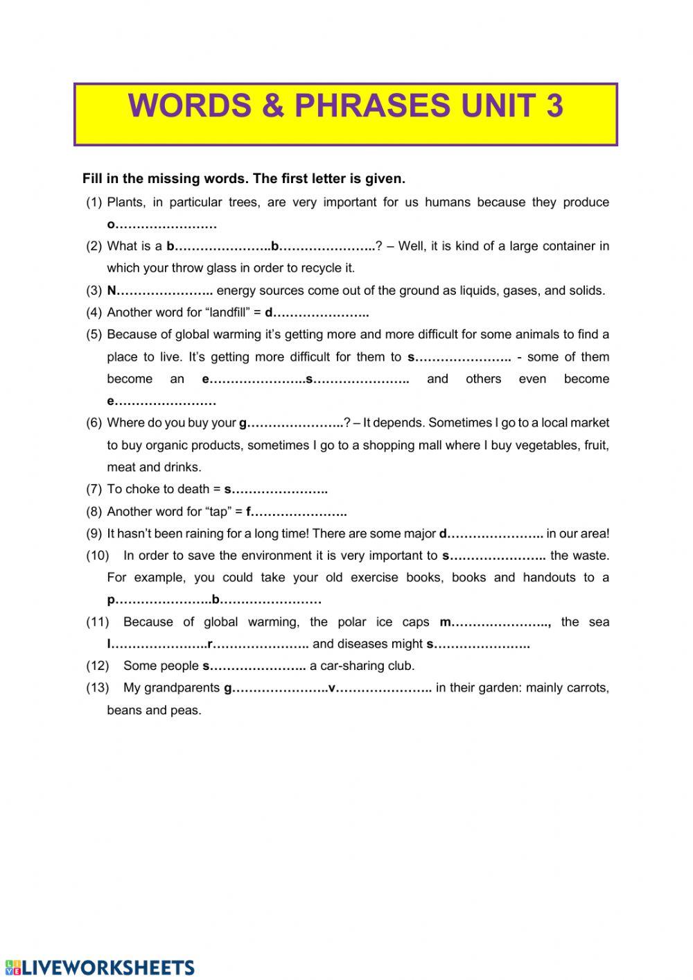 Vocabulary Environment