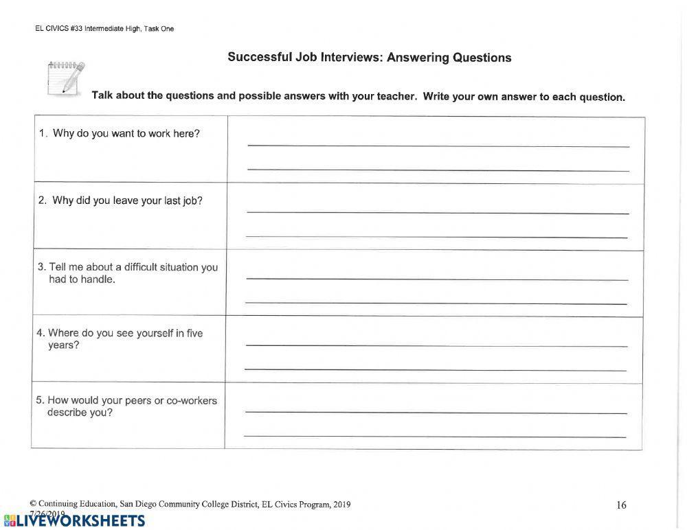Successful Job Interviews: Answering Questions