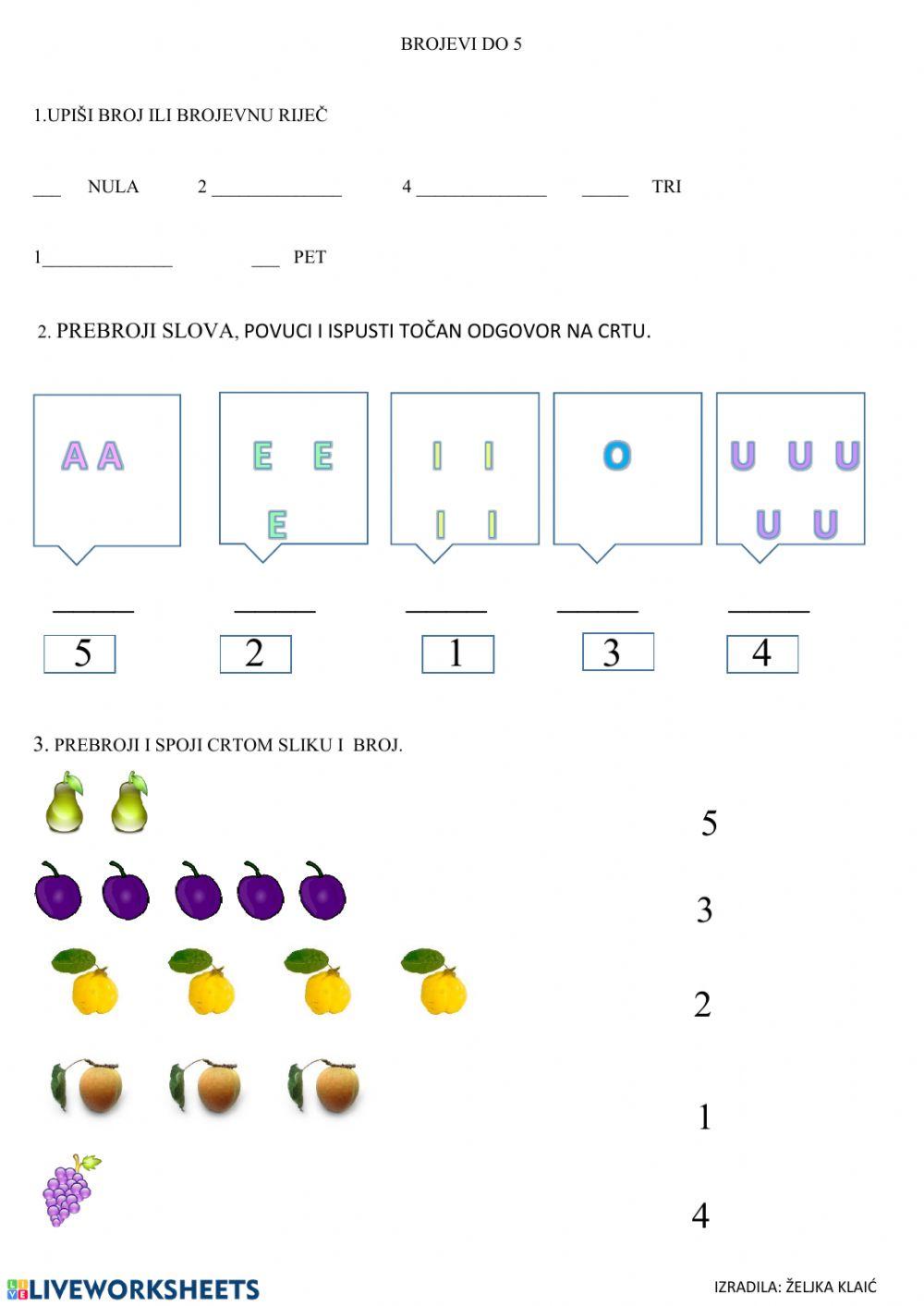 BROJEVI DO 5