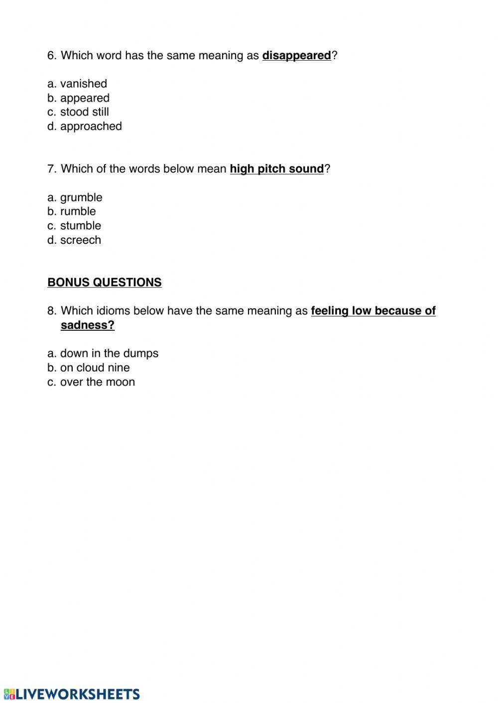 P 1 online revision (Week 11 )