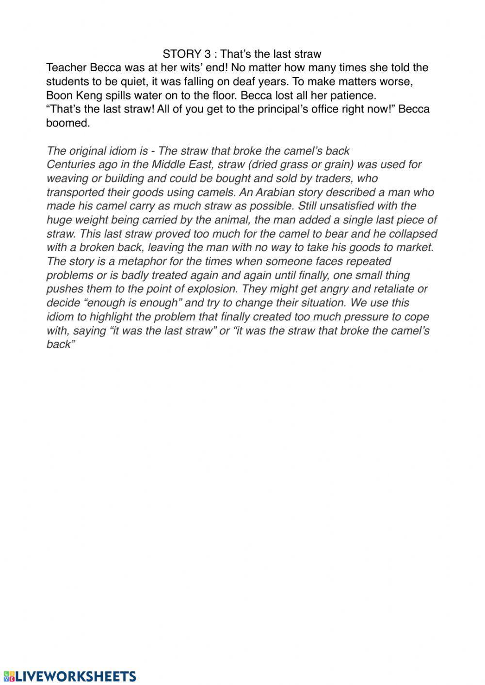 Idiom challenge (Week 11)