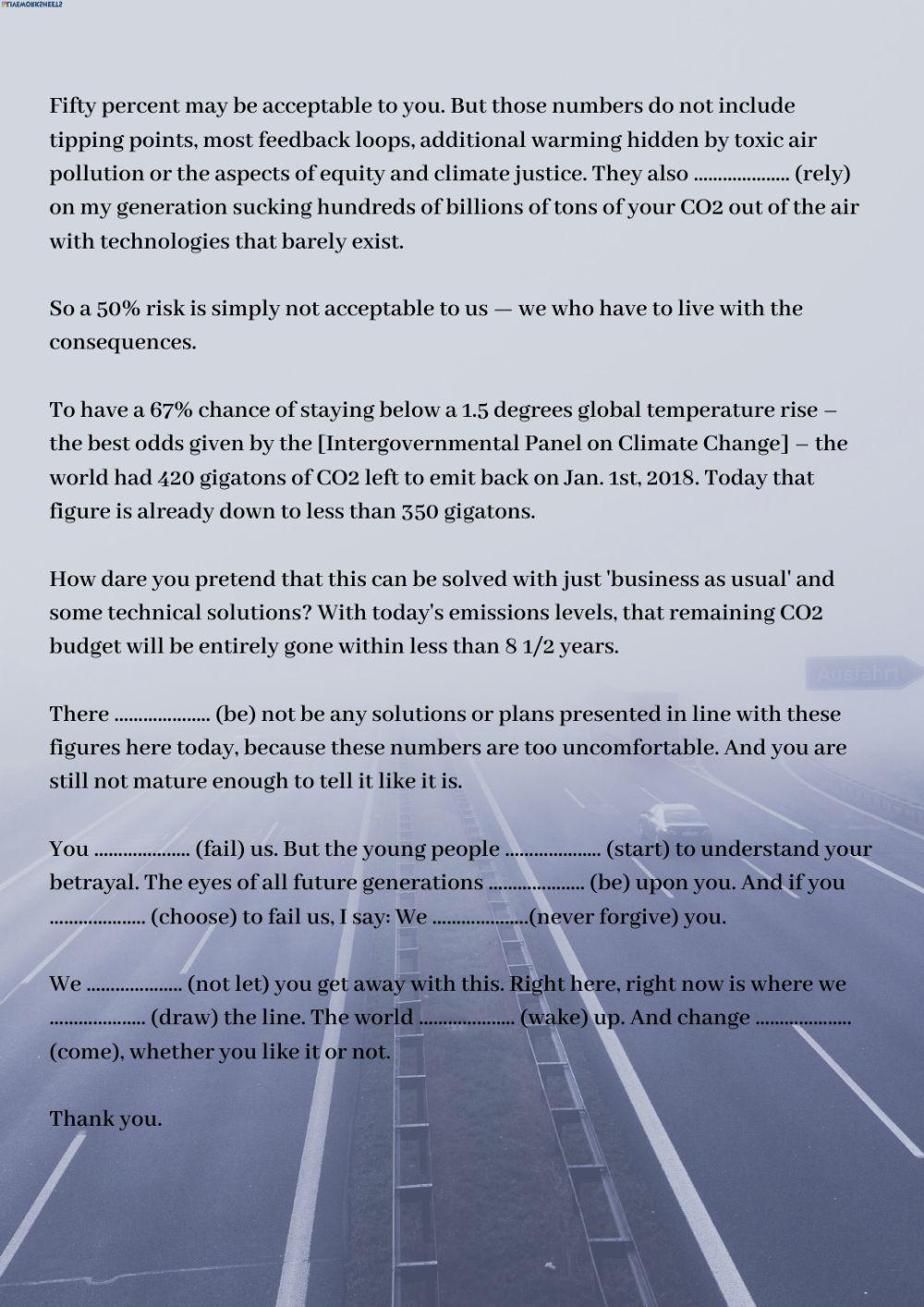 Greta Thunberg UN Speech: Tenses