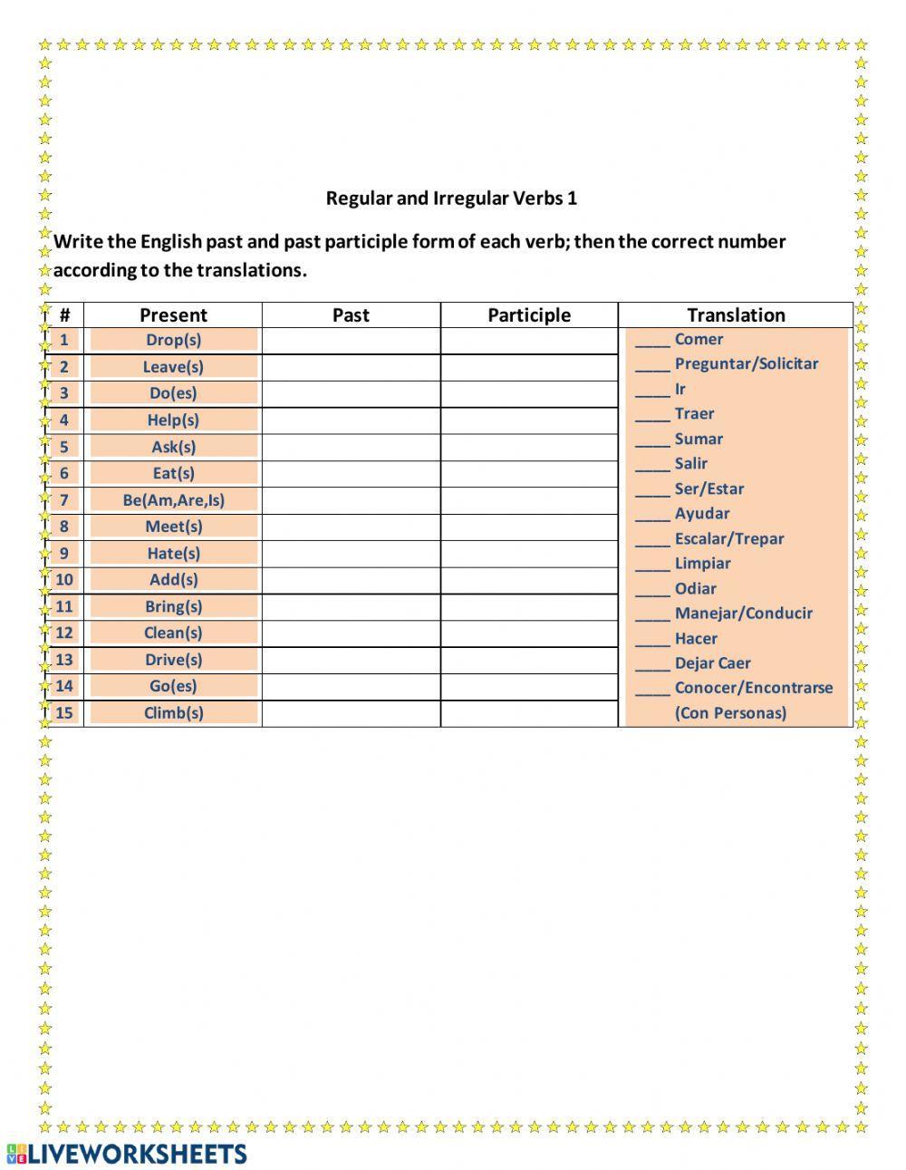 Regular and Irregular verbs 1