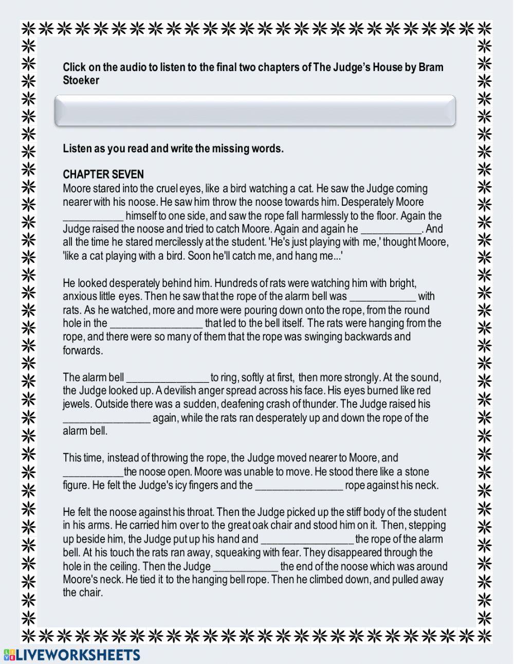 The Judge's House Chapter 7 and 8