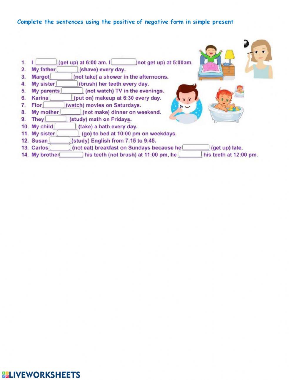 simple present negative sentences