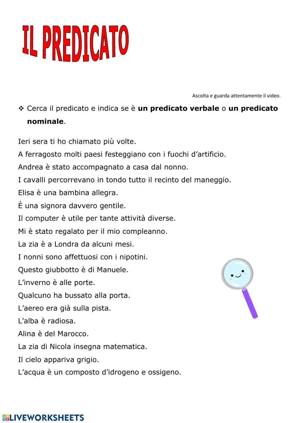 Il predicato Il predicato