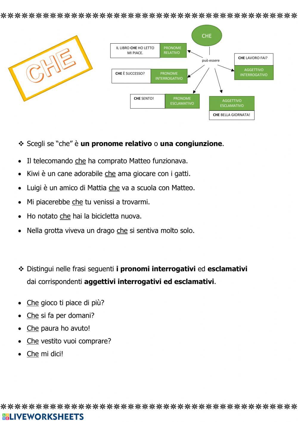 Le diverse funzioni di CHE Le diverse funzioni di CHE
