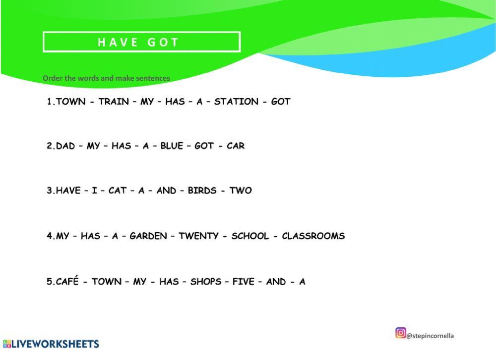 Have got - make sentences