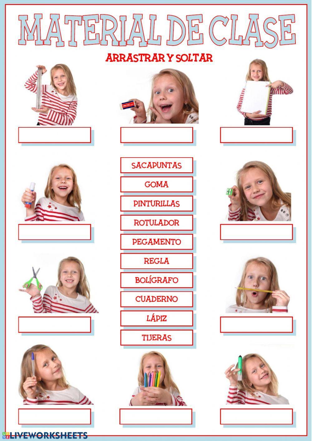 El material de clase (arrastrar y soltar)