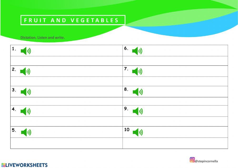 Fruit and Vegetables 1 Fruit and Vegetables 1