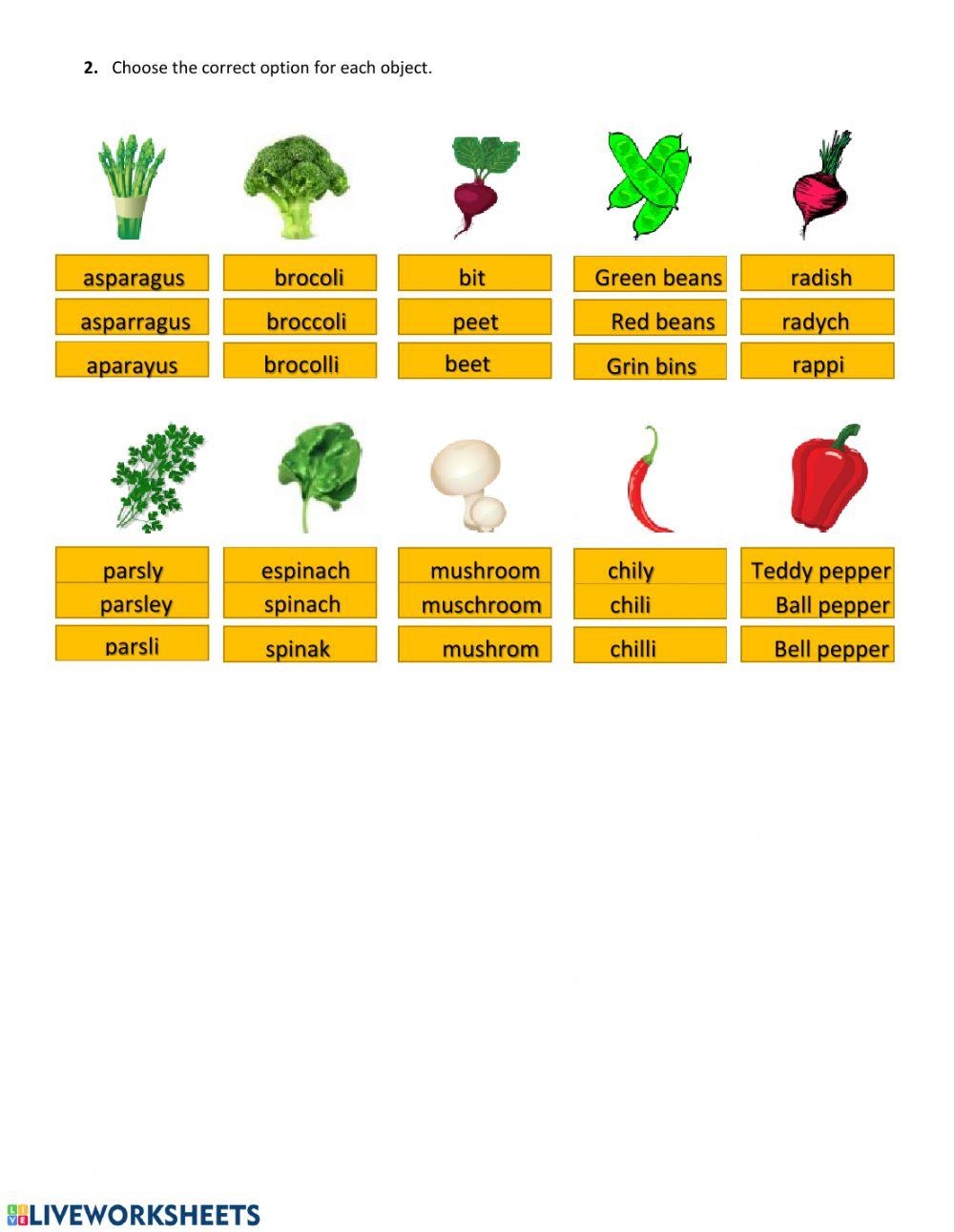 Quiz fruits and vegetables