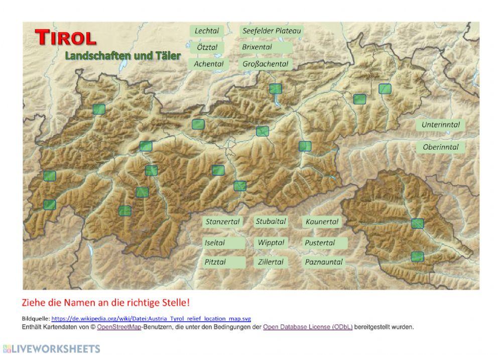 Tirol Landschaften und Täler (Üben1)