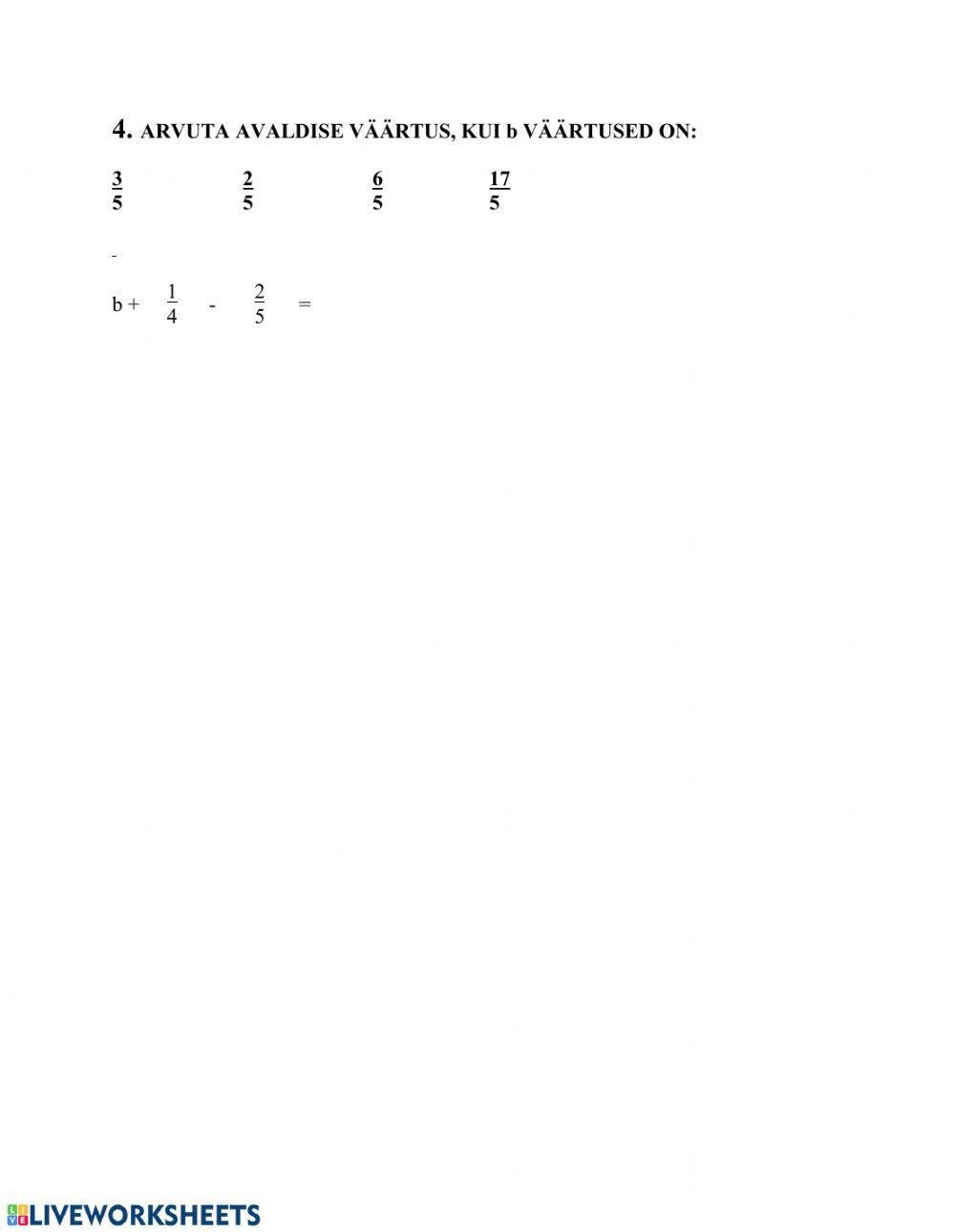 Ühenimeliste murdude liitmine ja lahutamine