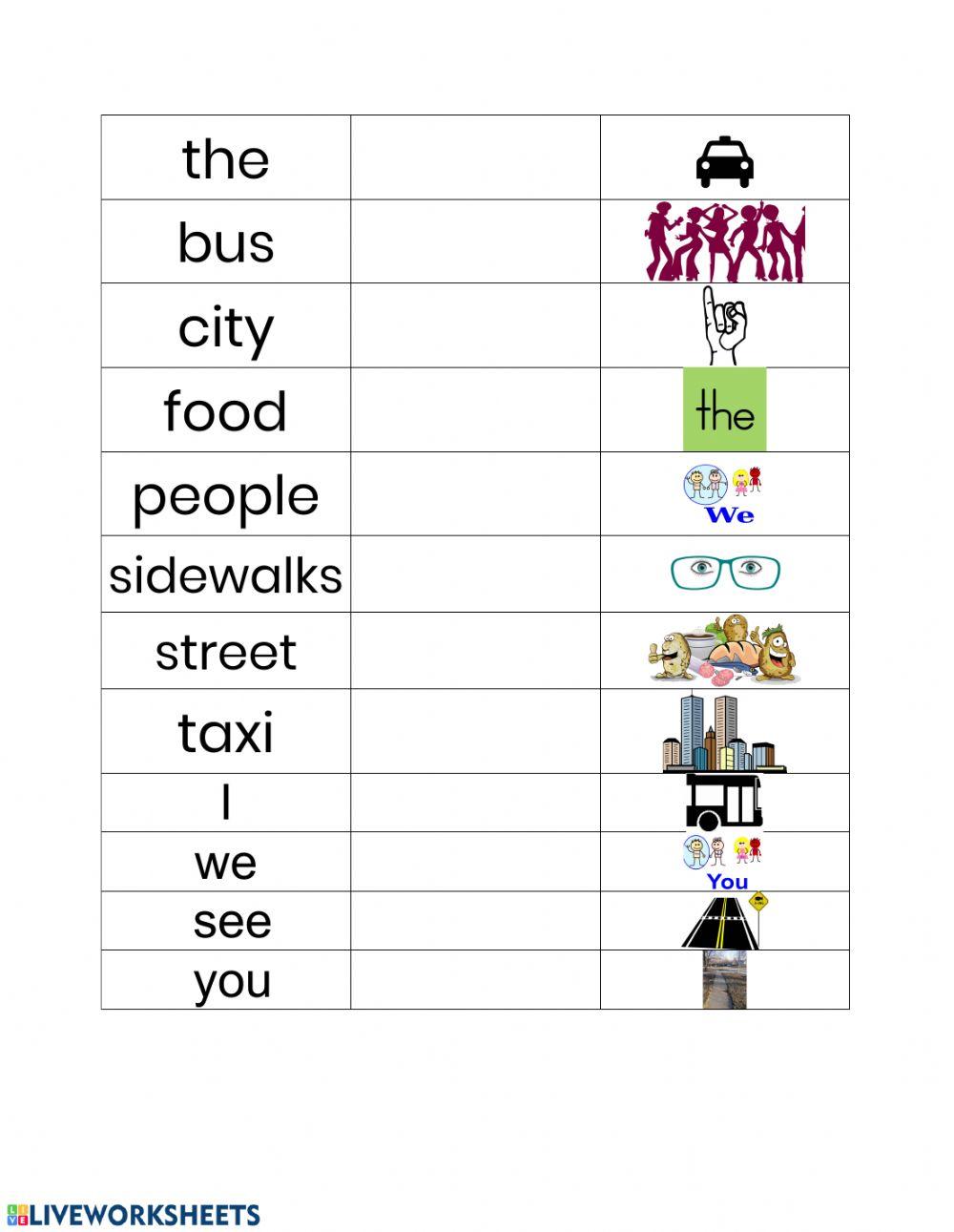 City Streets Vocabulary