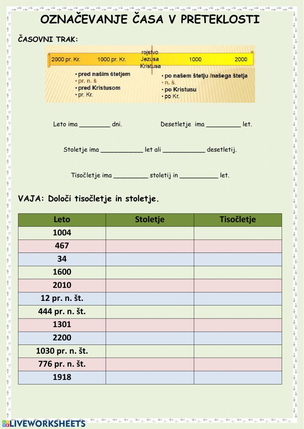 Označevanje časa v preteklosti