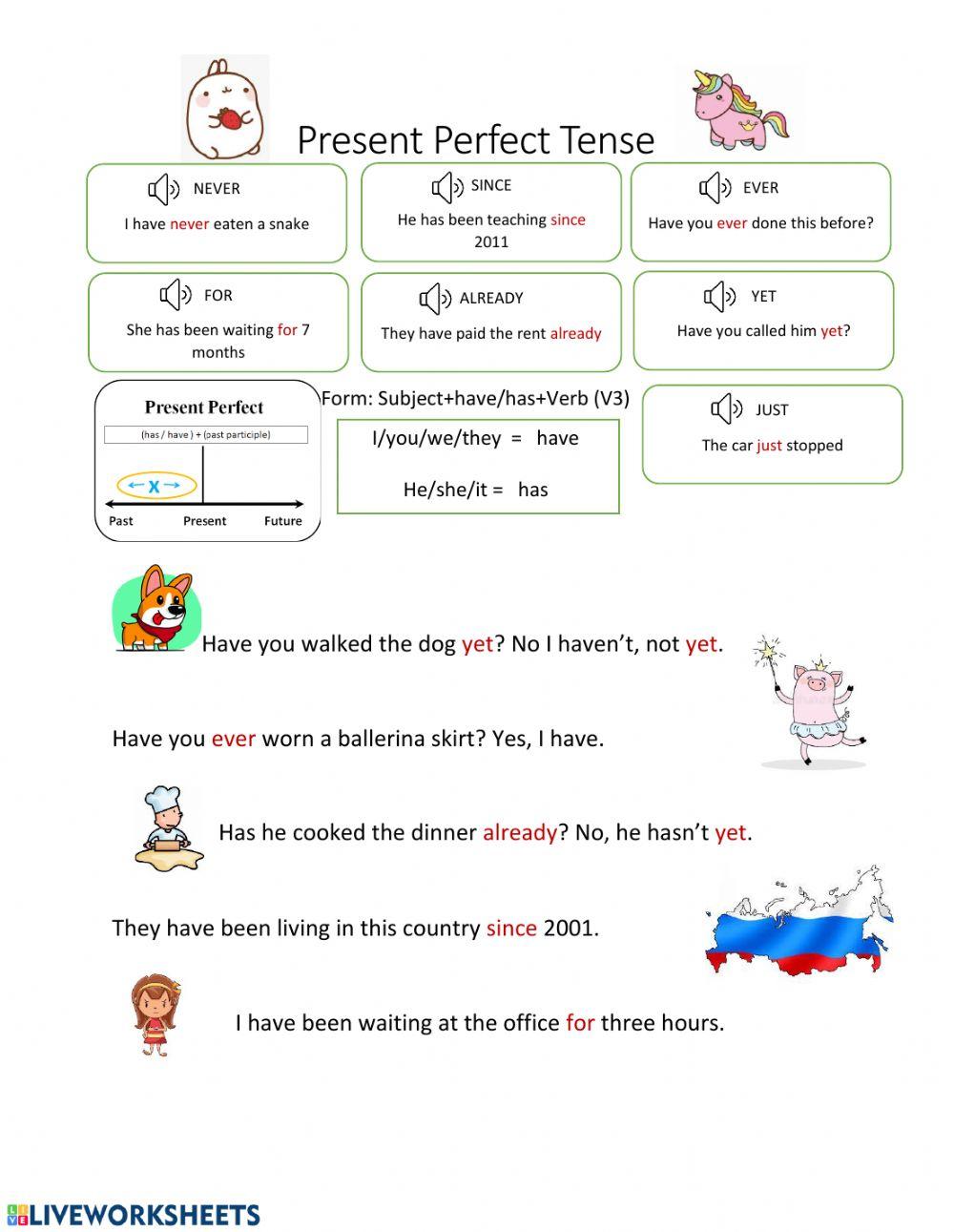 Present Perfect Word examples