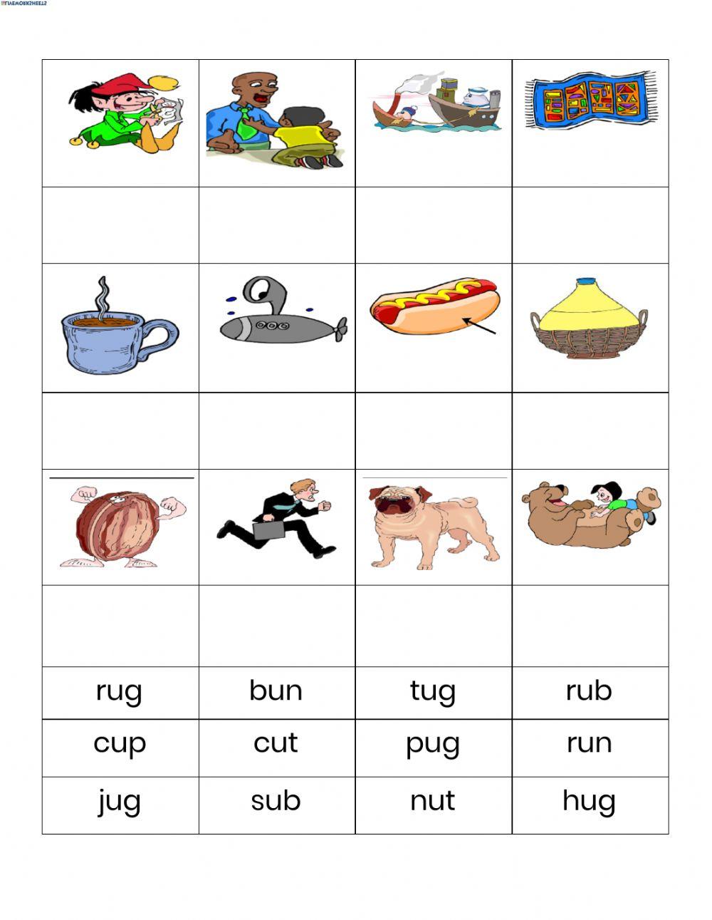 Short u cvc words and pictures
