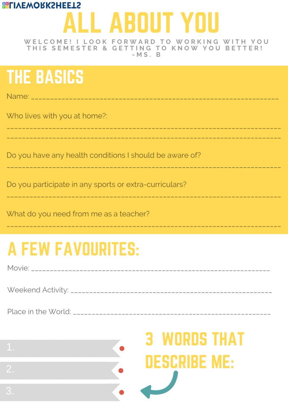 About You Questionnaire