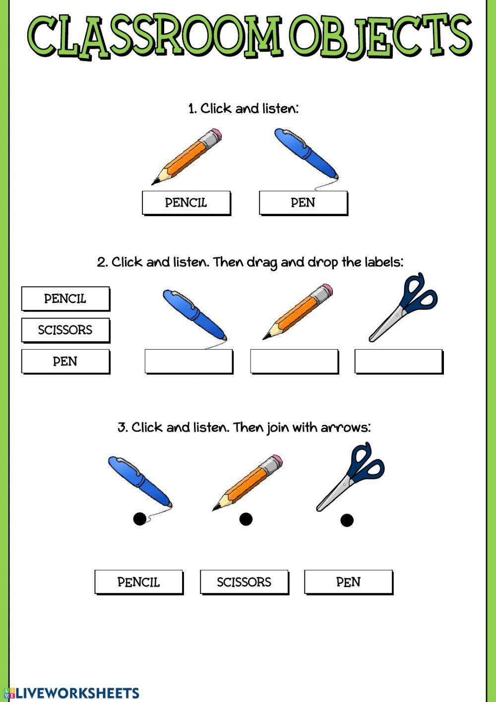 Classroom objects Classroom objects