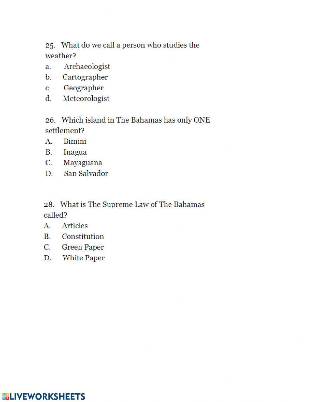 BJC Review- Multiple Choice Questions - 3