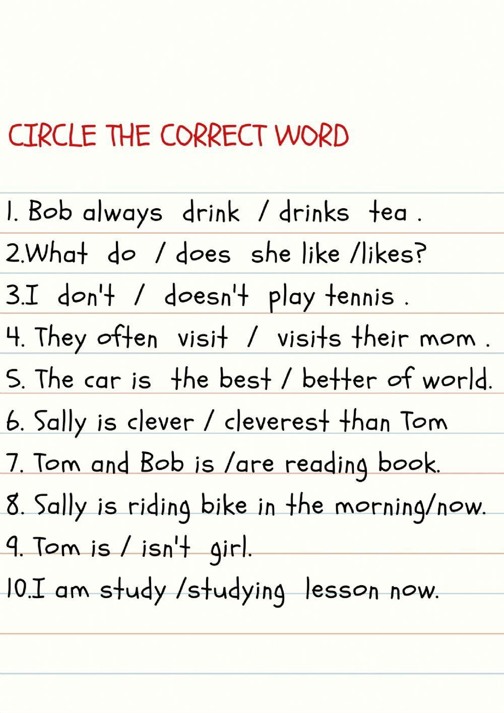 Circle the correct word