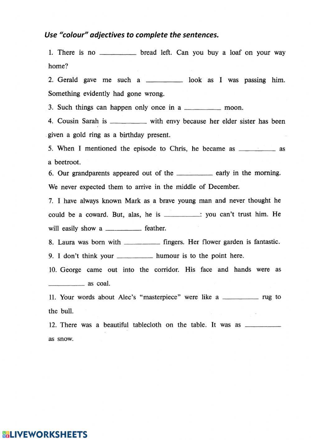 Colour Idioms Worksheet With Answers Pdf Free Download Colour Idioms Worksheet With Answers Pdf Free Download