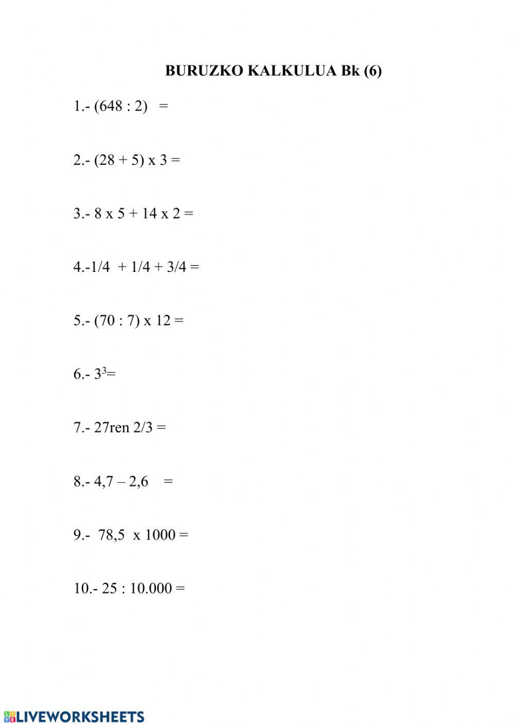 Buruzko kalkulua 6