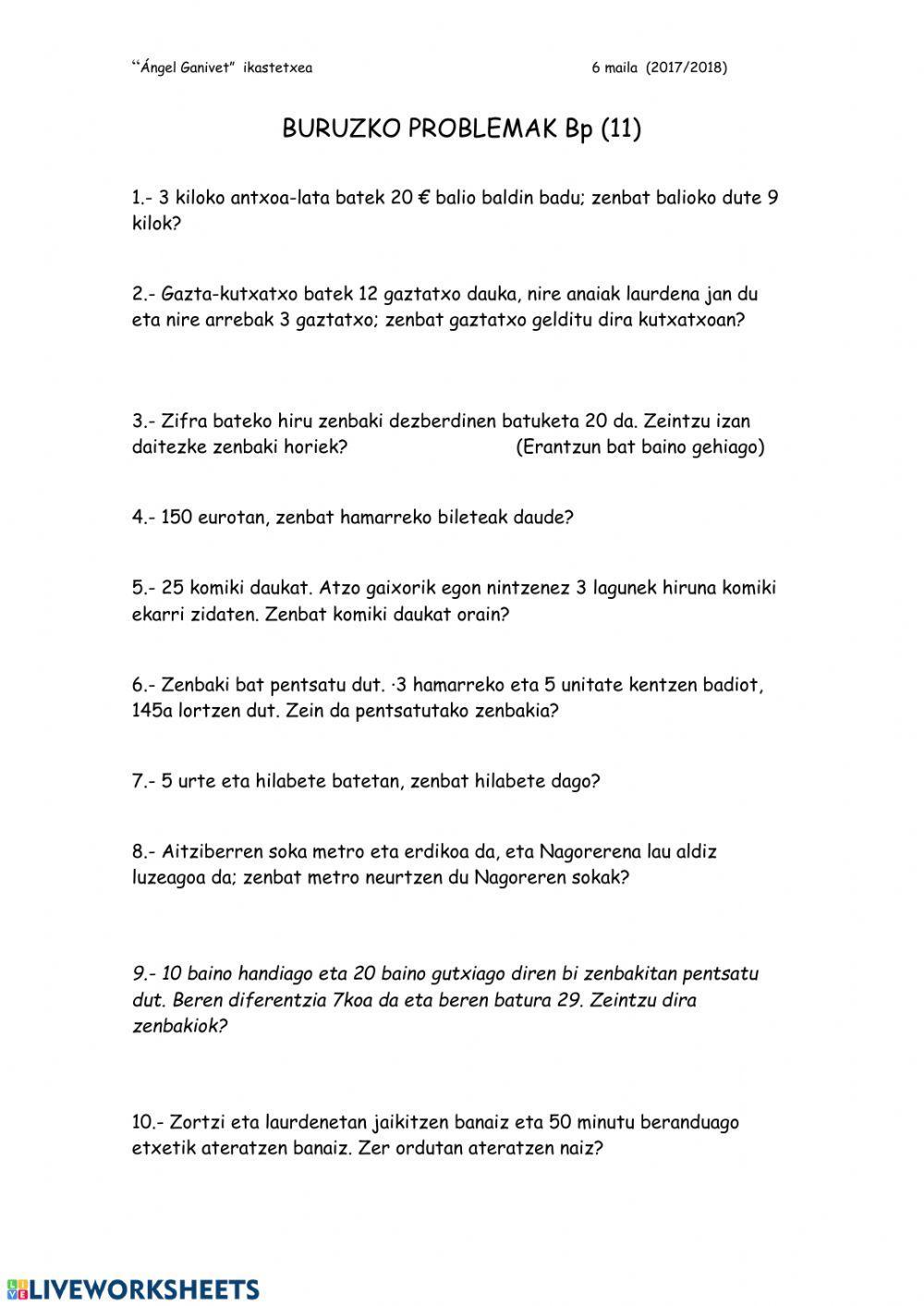 Buruzko problemak 11