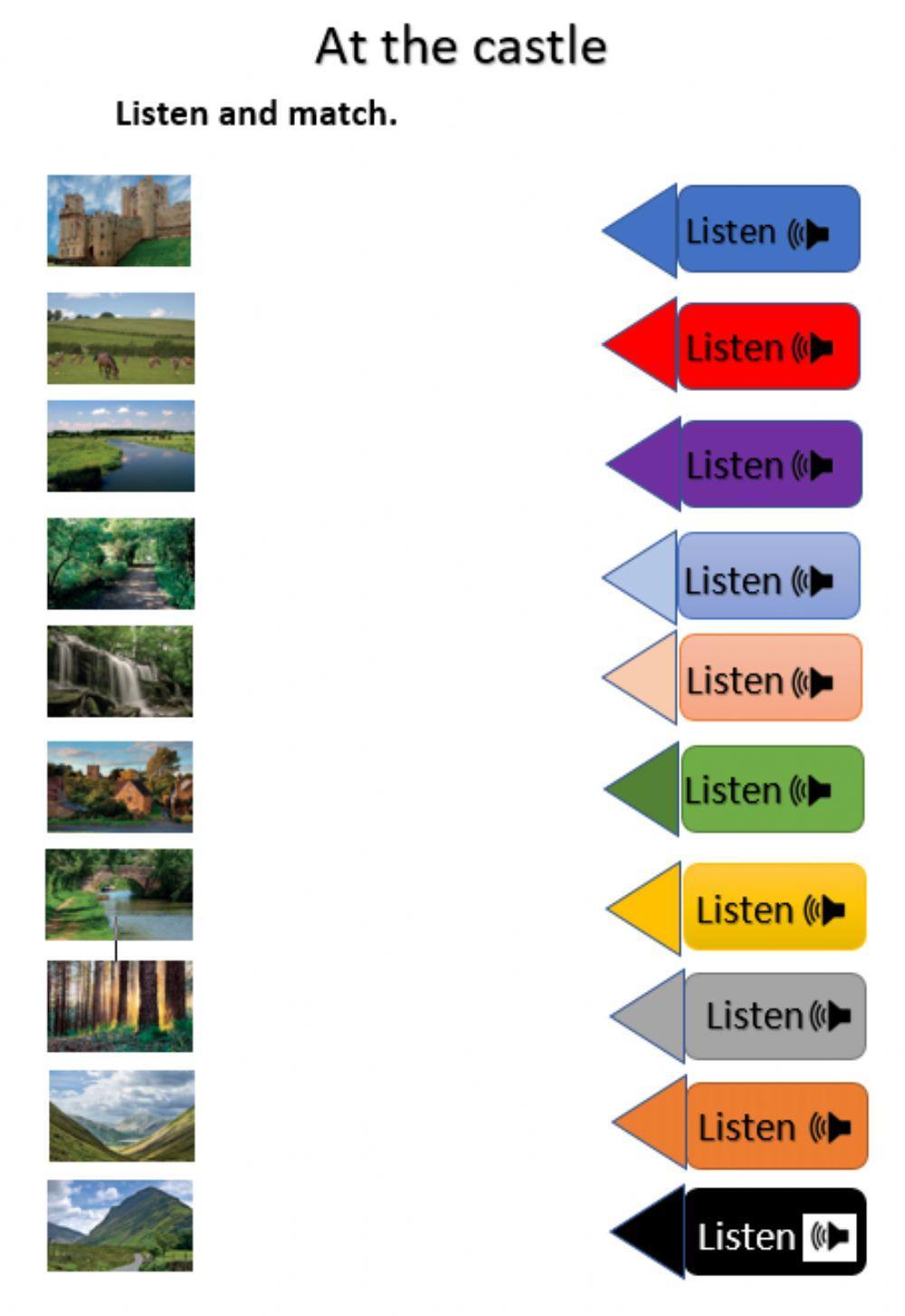 At the castle. Listen and match.