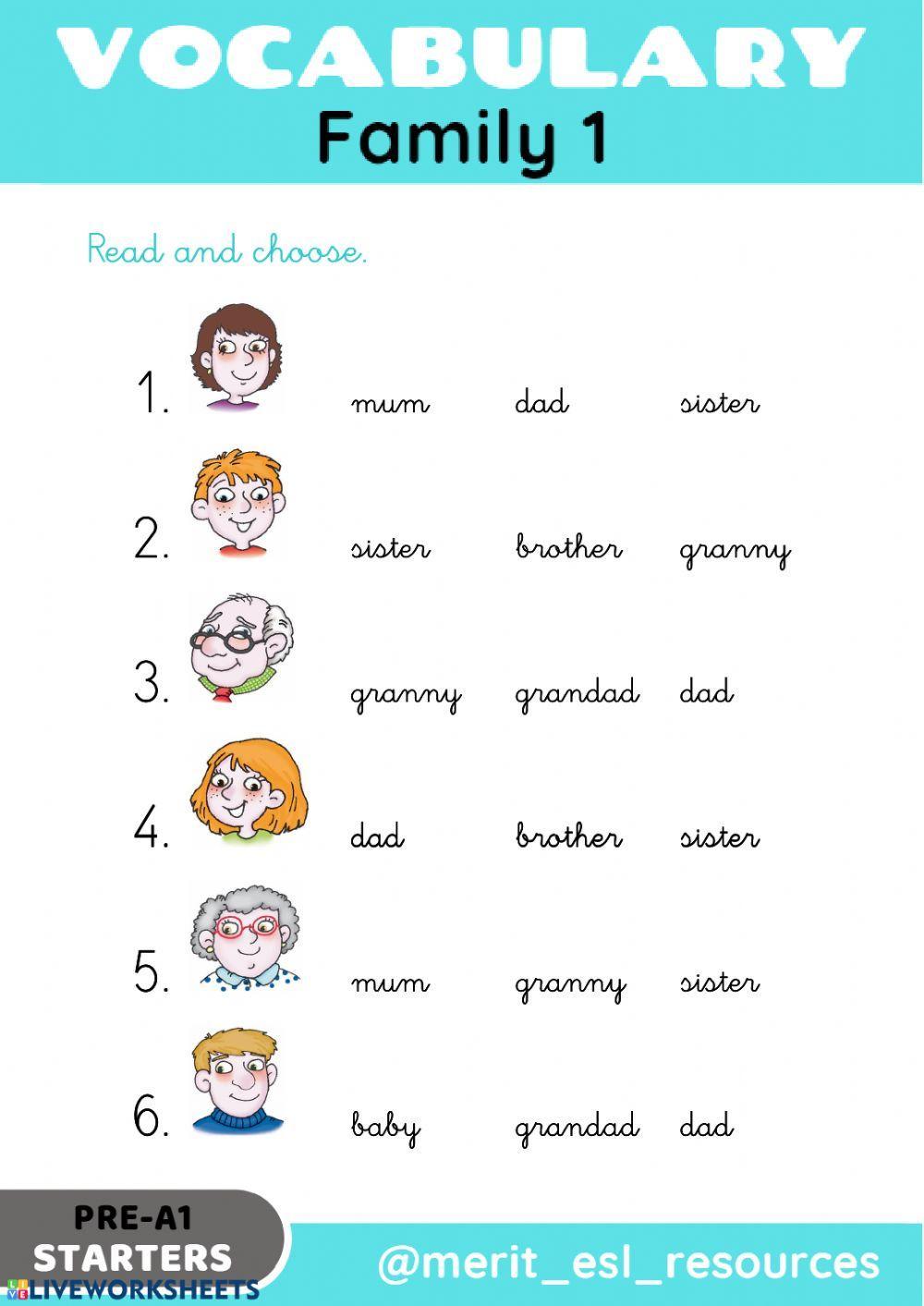 Family - Read and choose Family - Read and choose