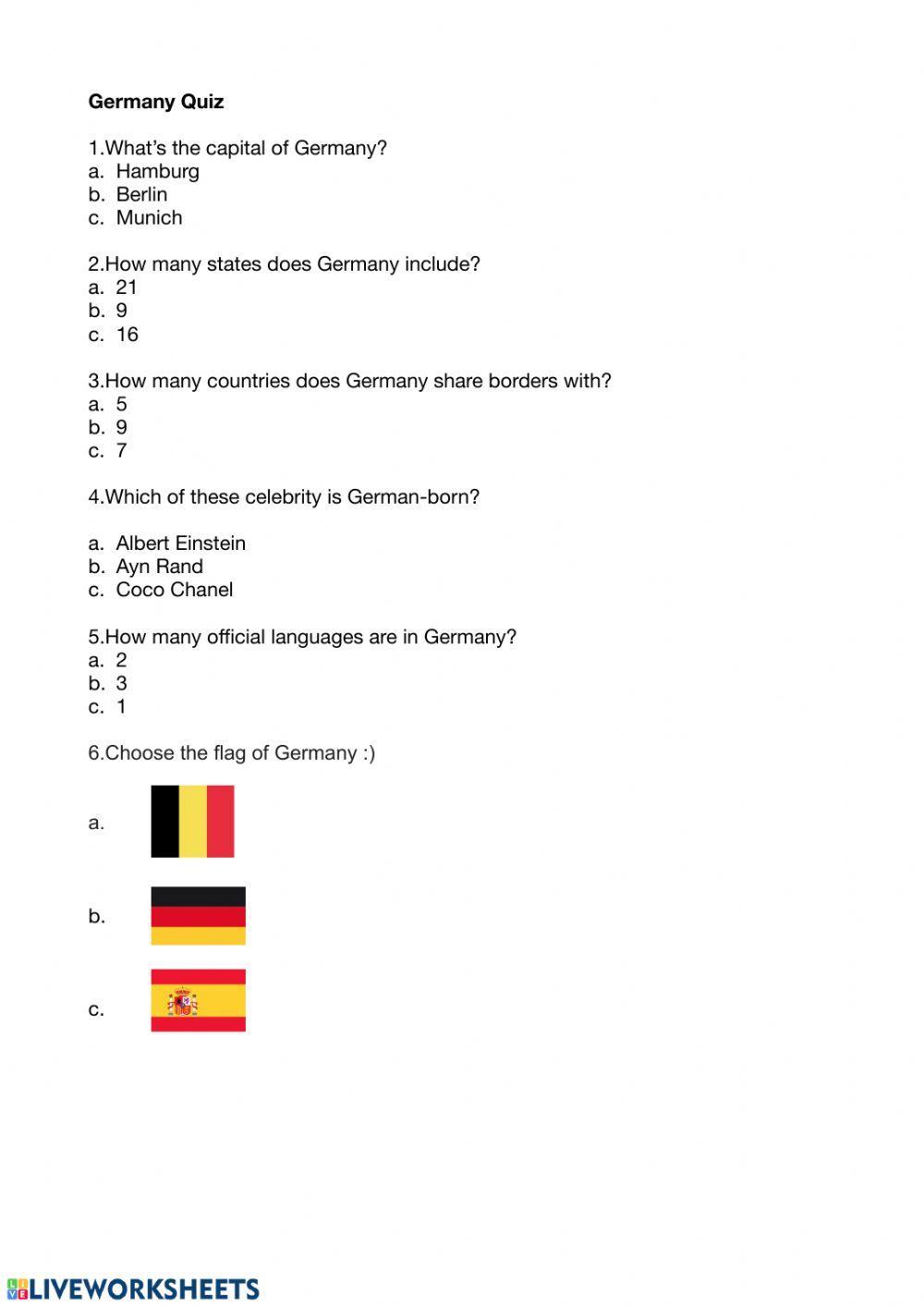 German worksheets for Kids - Printouts - BeeGerman - Worksheets Library, image size:1000x1413