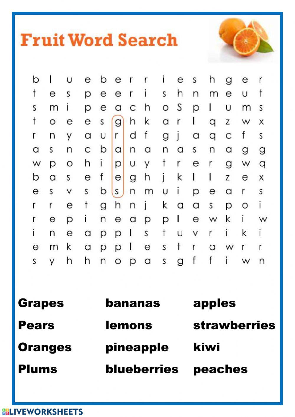 Fruit wordsearch