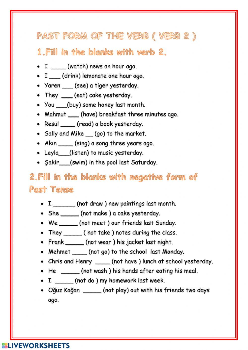 57291 Past Tense Worksheet hacercakir