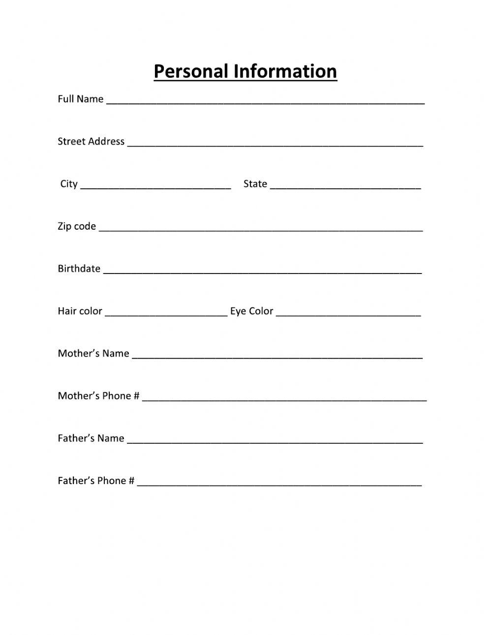  Personal Information 