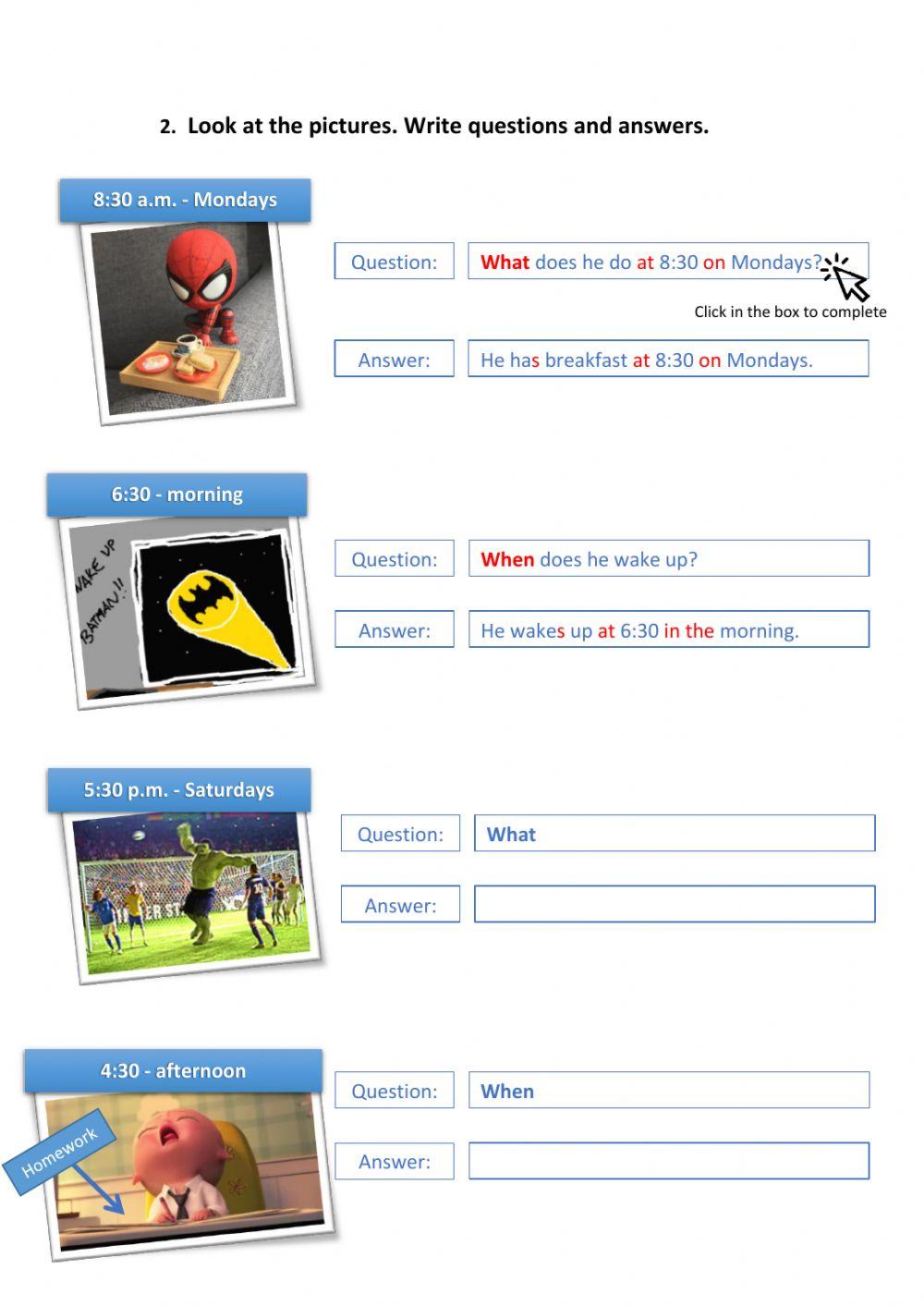 Wh- Questions (What and When)