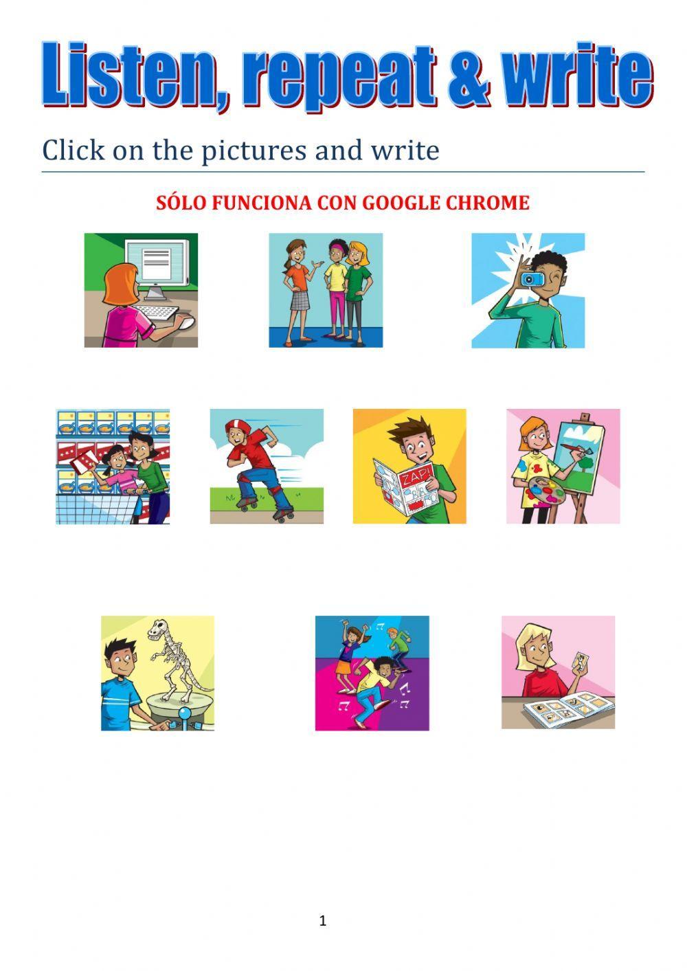 Listen, repeat and write free time activities tiger 4 macmillan