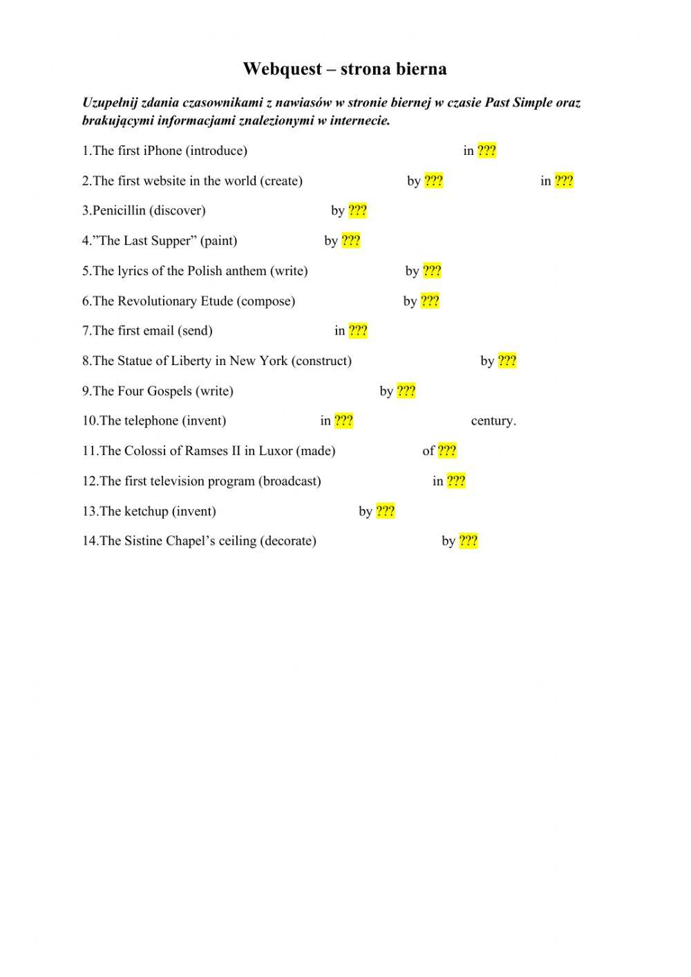 Passive Voice Webquest