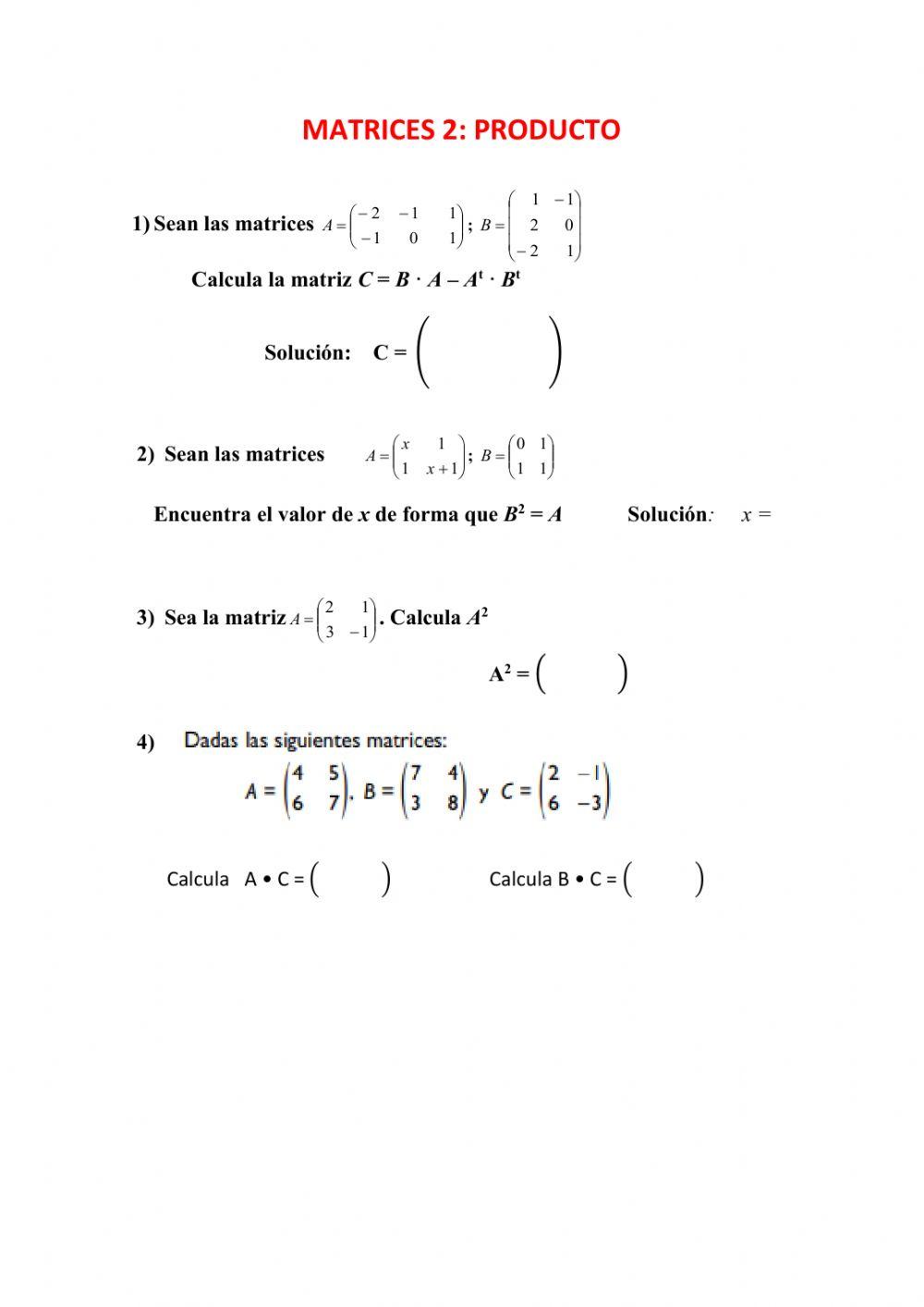 Matrices 2: Producto