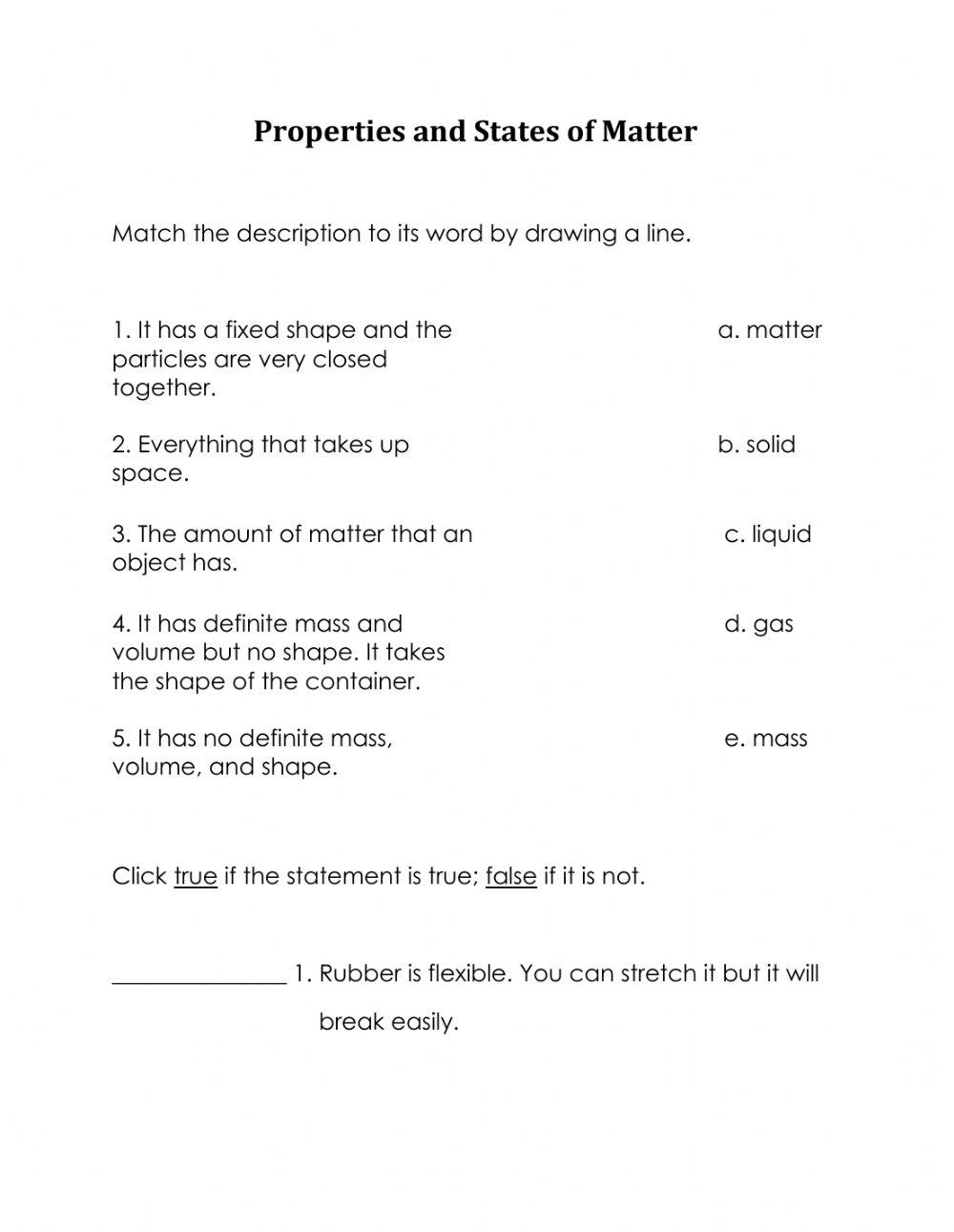 Properties and States of Matter