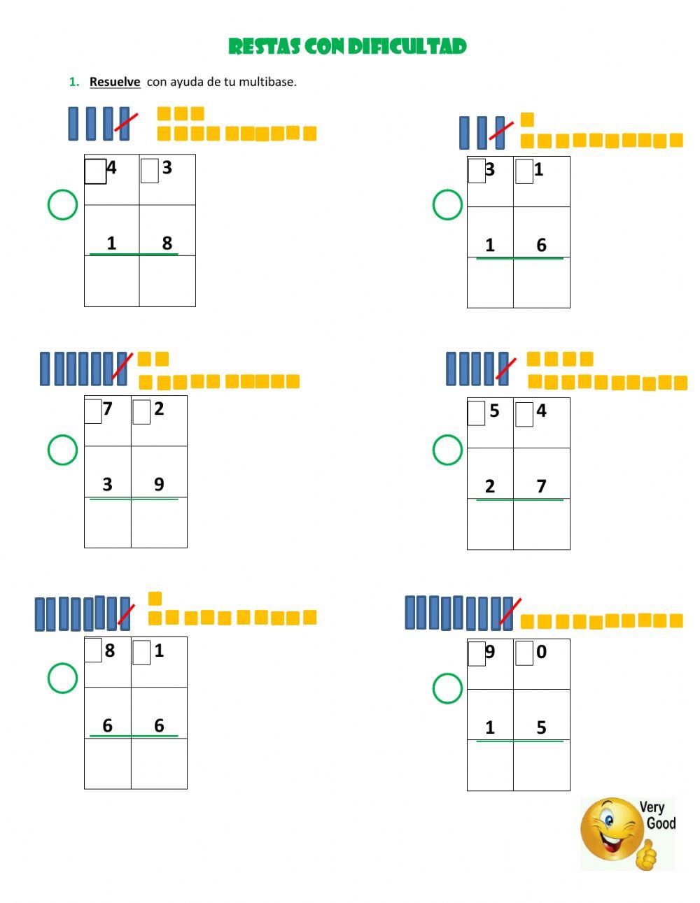 Resta con dificultad