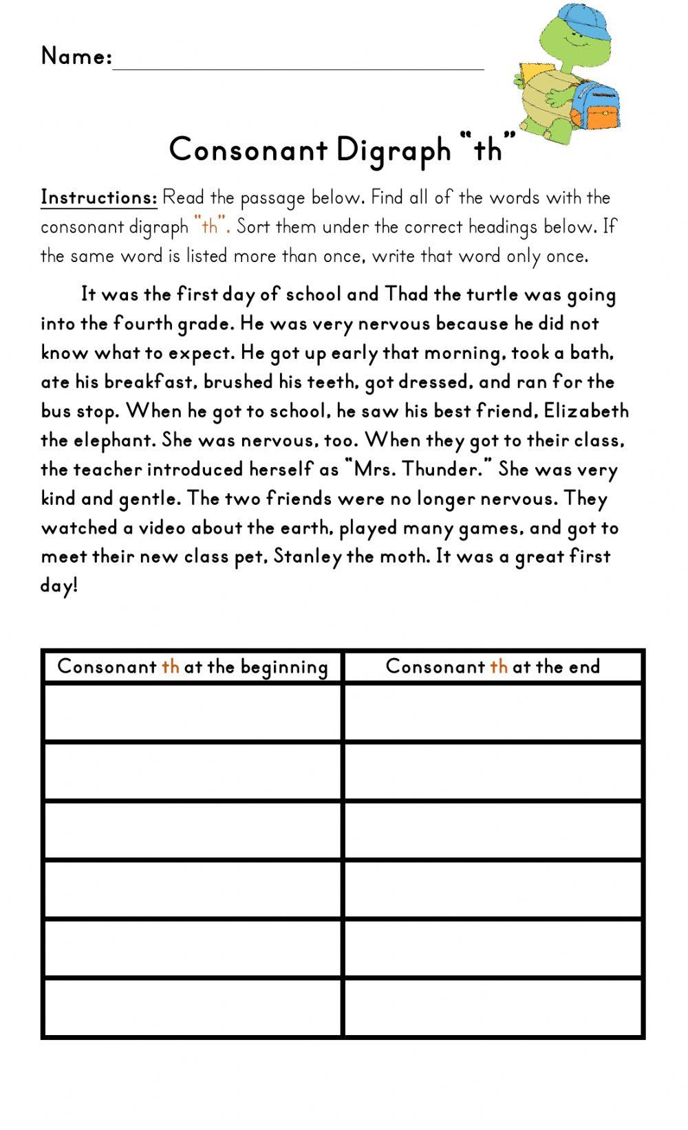 Consonant Digraph th